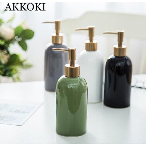 Fashion Ceramic Lotion Shampoo Hand Soap Shower Gel Dispenser Pump Bottle Bathroom Set Bottled Decorative Bathroom Accessories