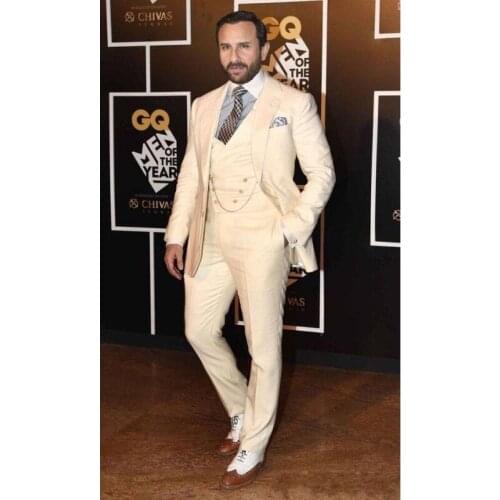 Fashion Groom Tuxedos Notch Lapel Two Button Mens Wedding Tuxedos Fashion Man Jacket Blazer 3 Piece Suit(Jacket+Pants+Vest+Tie)