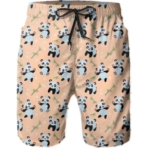 2021 Mens Stretch Swim Trunks Cartoon Panda Quick Dry Beach Shorts Mesh Lining surf pants slacks mountain sports pants