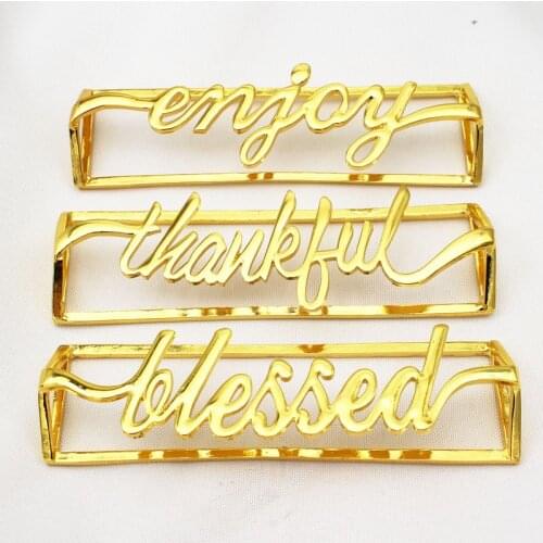 2pcs/lot New golden napkin ring long letter napkin ring metal napkin buckle wedding party desktop decoration supplies