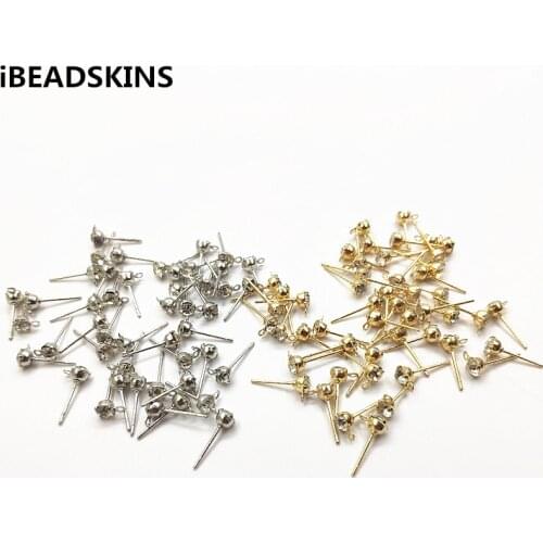New arrival! 4mm 500pcs Copper material Rhinestone Round Shape earrings stud for earrings/earrings accessories/Earring parts DIY