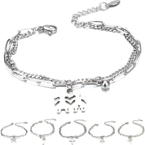 New Double Layer Stainless Steel Bracelet 18CM Adjustable Tree of Life Young Trending Bracelet Bangles Jewelry for Women Gift
