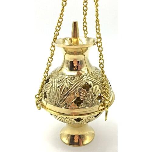 New plant pattern hanging pure copper incense burner Tower incense incense burner Resin incense Moon burner Altar decoration