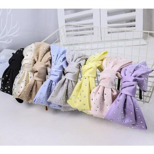 Vintage Rhinestone Silk Bow Hair Band Women Bezel Headband Girls Hair Accessories Hairband opaska do wlosow diademas Hair Clips