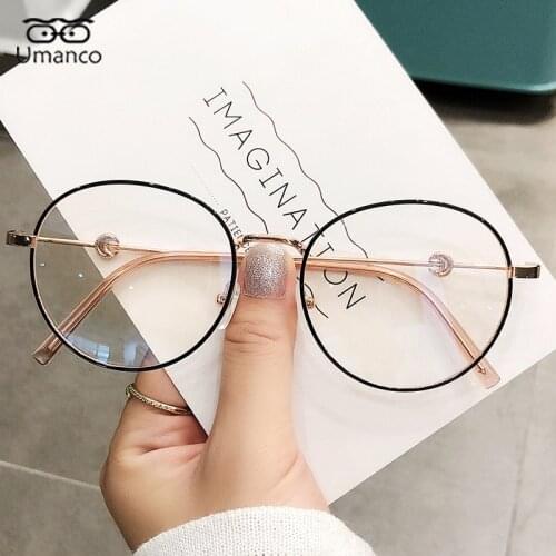 Umanco Anti Blue Light Myopia Glasses For Women Men Round Metal Frame Moon Decoration Computer Glasses Diopter -1.0~-6.0 Eyewear