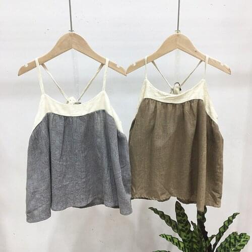 Wholesale Korean Toddler Baby Girl Dress Linen Clothings Fashion Casaul Kids Clothes