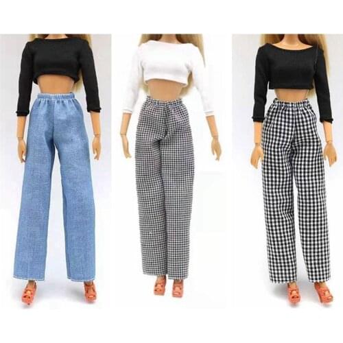 Sexy Shirts Vest Short Tops Pants Skirt For Doll Clothes Outfits Plaid Trousers Jeans Heart-shaped Skirt 1/6 Kid Toy