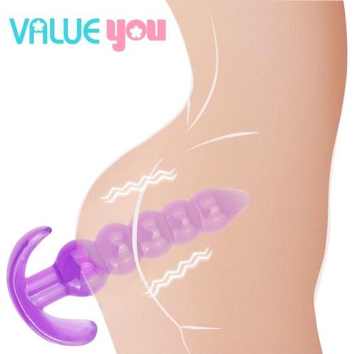 Silicone Jelly Anal Plug Prostate Massager Anal Beads G-spot Butt Plug Anal Sex Toys For Wom