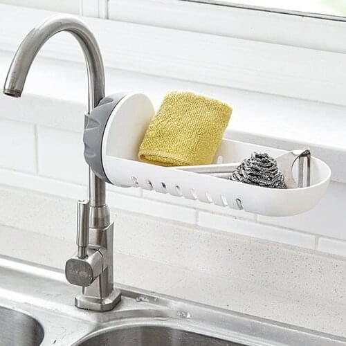Kitchen Faucet Holder Clean Cloth Cloth Sponge Pot Brush Soap Drain Storage Rack Drain Basket Sink Dishcloth Rack 28 * 10cm