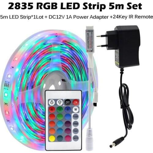 24Key 44Key RGB Led Strip IR Remote Flexible Led Lights Strips For Bedroom Decoration SMD 5050 2835 10M 15M 20M 12V RGB LED Tape