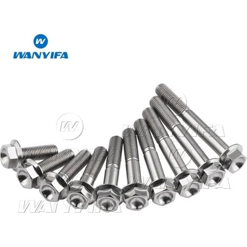 Wanyifa Titanium Bolt M10 x 30 35 40 45 55 60 65 70 75 80 100mm Pitch 1.25 Hex Head Flange Bolt Fastener Screws