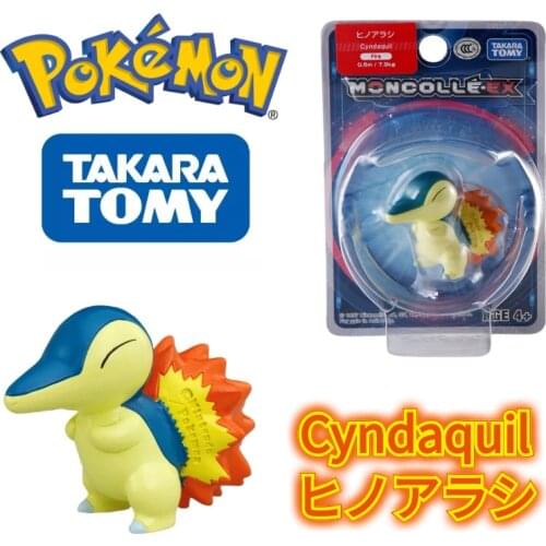 TOMY EX Asia-32 Pokemon Figures Gold Silver Version Kawaii Cyndaquil Toys Exquisite And Beautiful Appearance Collection Gifts