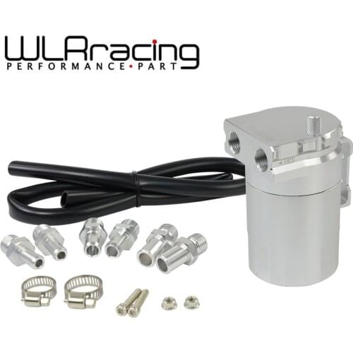 Universal Black Silver Baffled Aluminum Oil Catch Tank Can Reservoir Tank with 11mm/13mm/15mm Fittings and Oil dipstick TK63