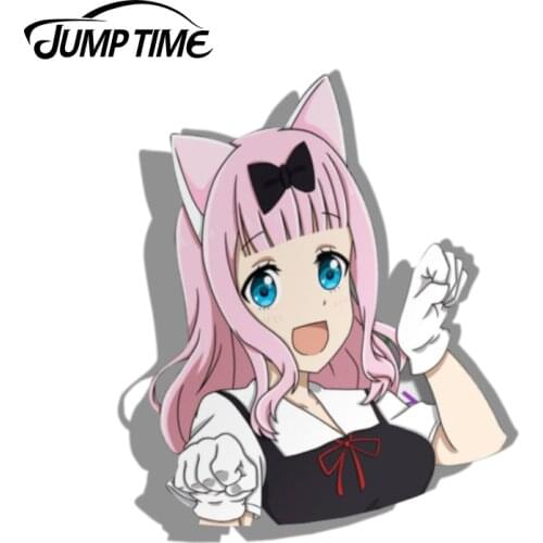 Jump Time 13cm x 10.8cm Kaguya-sama Love is War Chika Fujiwara Vinyl Sticker Car Bumper Trunk Reflective Waterproof Anime Decals