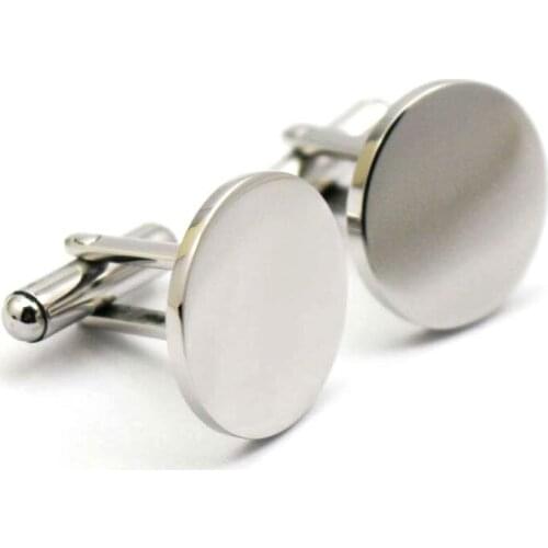 316L Stainless Steel Novelty Cufflink Shirt Circle Cufflinks Wedding Blank Round Design Men Cuff links