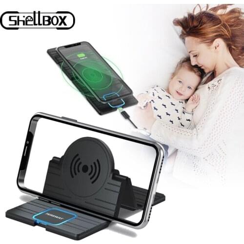 Shellbox 15W Qi Wireless Charger Fold Stand Holder Fast Charging for iPhone 11 Pro XR X XS Max Samsung S20 S10 Car Charger