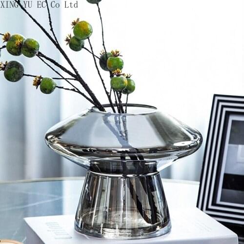 Modern Minimalist Electroplating Glass Vase Decoration Living Room Flower Arrangement Dried Flowers Nordic Home Decoration