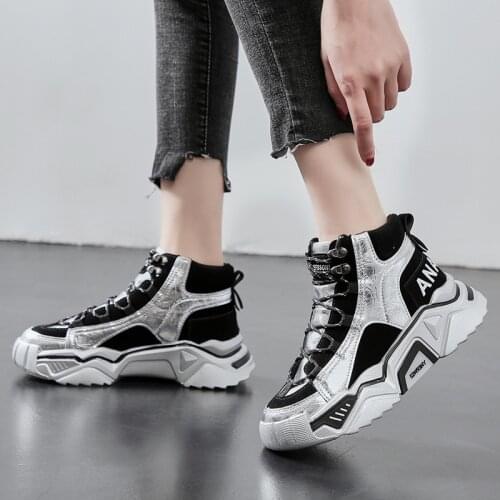 New High-top Casual Shoes Female Autumn Fashion Hip-hop Leather Sports Shoes Women Women Designer Sneakers Women Designer Shoes