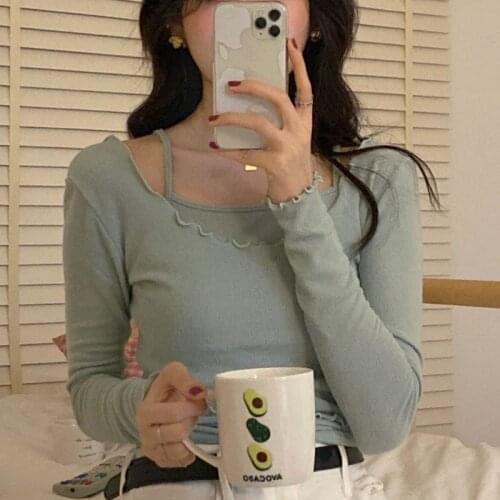 Spring and Autumn Suit Womens 2021 New Fashion Wear Two-piece Small Camisole+short T-shirt Blouse