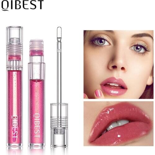 QIBEST Liquid Lip Gloss Natural Long Lasting Moisturizing Non-stick Cup Non-fading Lipstick Matte Sexy Red Lip Makeup TSLM2