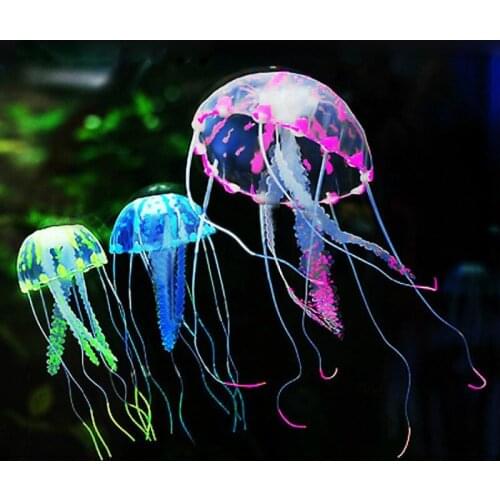1pc Aquarium Decoration Glowing Effect Artificial Jellyfish Fish Tank Mini Submarine Ornament Aquarium Background aquario