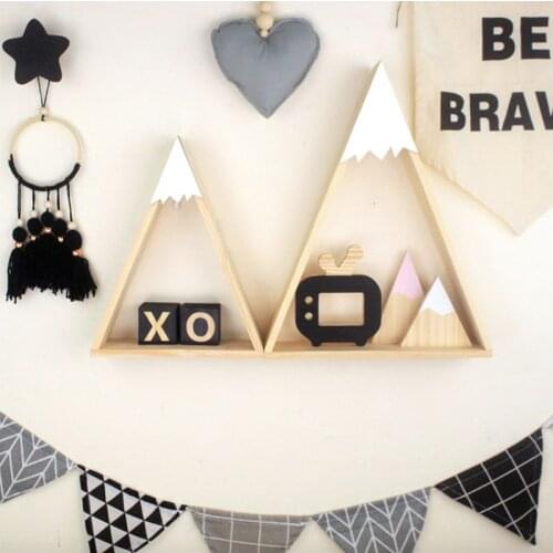 2pcs/set Home Decor Nordic Style For Baby Room Wall Shelf Wood Snow Mountain Shelf Floating Shelf For Kids Room JJJSN11451