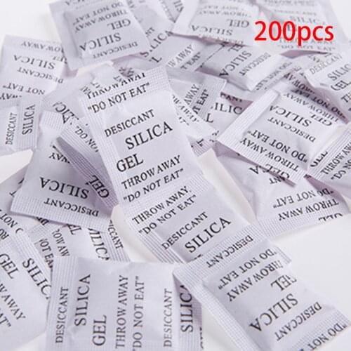 200pcs Non-Toxic Silica Gel Sachets Desiccant Pouches Drypack For Room Kitchen Car Clothes Food Storage Dryer