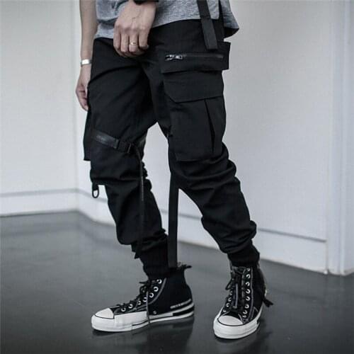 2019 Multi-pocket Hip Hip Streetwear Mens Camouflage Joggers Pants Cotton Ribbon Cargo Pant Trousers Elastic Waist