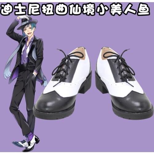 2020 Twisted Wonderland Cosplay shoes Floyd Leech Jade Leech Cosplay Shoes Adult Men Women Halloween Carnival Black White shoes