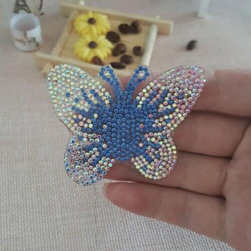 5Pcs 6.5*5CM Butterfly Shape Flatback Hotfix Rhinestone Sticker For Clothes Shoes Bags Caps Decoration Garments Accessories