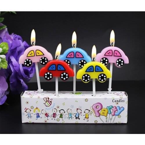 5PCS/Set Cartoon Car Cake Candle Kids Birthday Party Candle Cake Cupcake Candles Birthday Wedding Party Cake Decorations