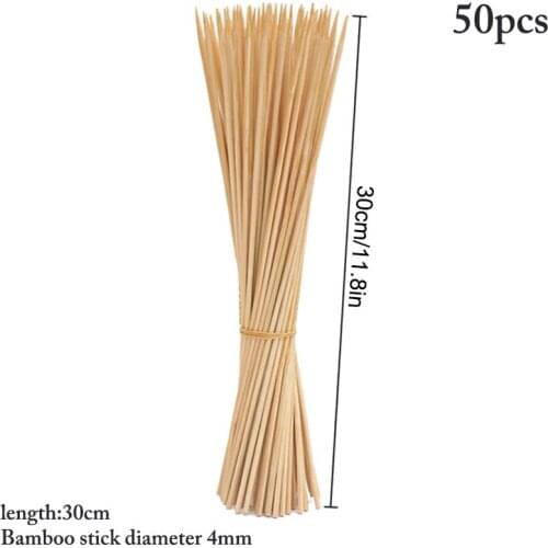 50PCS Bamboo Skewers Disposable Natural Kebob Sticks Bamboo Roasting Skewers Bamboo Meat Tool Long Sticks BBQ Tools