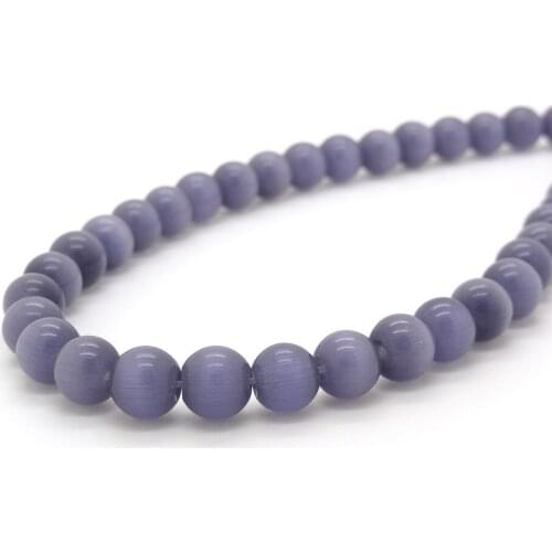 6 8 10mm Smooth Round Natural Purple Opal Beads for Bracelets Making Women Diy Accessories Glass Cats Eye Beads Wholesale
