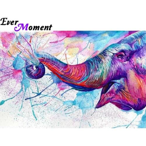 Ever Moment Diamond Painting 5D DIY Colorful Elephant Nose Decor Handmade Full Square Drill Diamond Embroidery Mosaic ASF1705