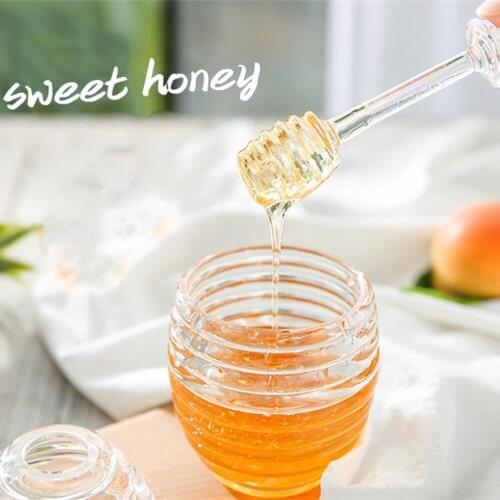 Bee Honey Jar Server Drizzler Kitchen Honey Juice Jam PS Transparent with Stirring Spoon Kitchen Specialty Spoons Tool