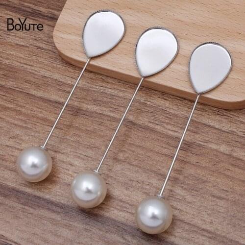 BoYuTe (20 Pieces/Lot) Fit 18*25MM Water Drop Cabochon Blank Lapel Pin Base Diy Handmade Brooch Pins Jewelry Accessories