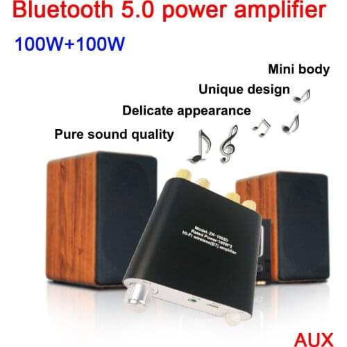 Bluetooth 5.0 Digital POWER Amplifier Stereo Audio Receiver board module 100W+100W DC 12v 24v USB AUX Adjustable volume CAR