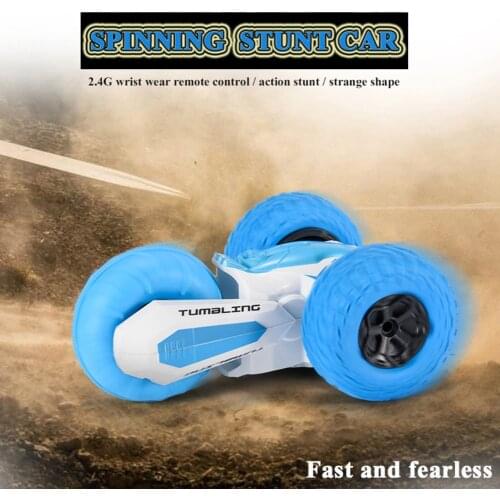 Remote Control Rolling Car Children Electric Model Vehicle Toy Gift Three Wheeled Rotating Stunt Car Wireless Watch control