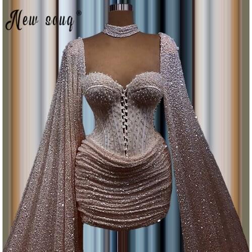 Sparkly Crystals Long Evening Dress Sweetheart High Neck Prom Gowns Middle East Arabic vestido de festa Custom for Party