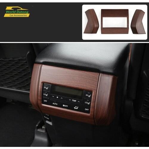 For Toyota Land Cruiser Prado LC150 FJ150 2010~2018 2019 Rear Air Condition Outlet Frame Peach Wooden Moulding Accessories