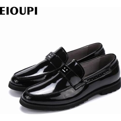 EIOUPI new design top real full grain patent leather mens formal business shoe men dress breathable shoes e115
