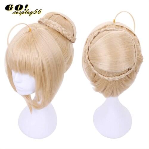 Fate/Stay Night Fate/Grand Order Saber Golden Wig Cosplay Halloween Role Play Hair