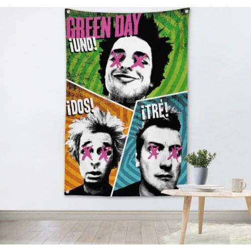 GREENDAY Rock Band Poster Banners Bar Cafe Hotel Theme Wall Decoration Hanging Art Waterproof Cloth Polyester Fabric Flags