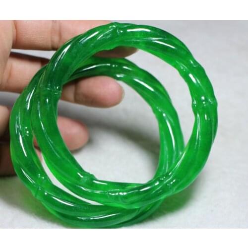 Fine jewelry expensive VINTAGE HAND-CARVED CHINESE green JADEITE JADE BANGLE BRACELET