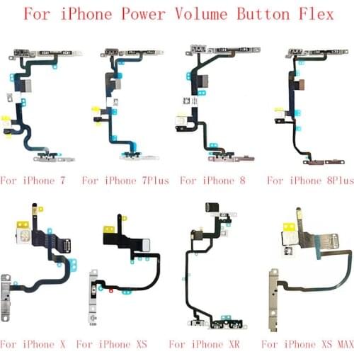 Volume Button Switch Key Power Flex Cable For iPhone 6 6Plus 6S 6S Plus 7 7Plus 8 8Plus X XR XS XS MAX With Metal Parts