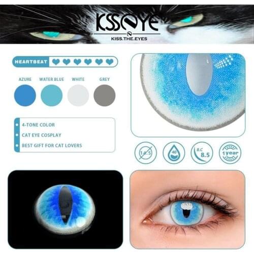 Cat Eye Cosplay Contact Lenses Hotsale Party Contact Lens 100% Cover Deep Eyes Kakasi Red Block Colored Lenses for Eye