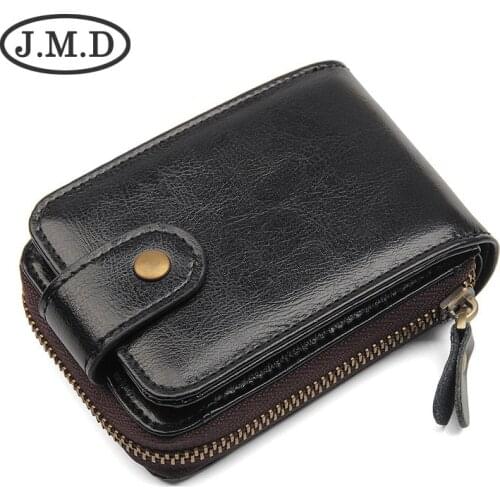 Genuine Leather Mens and Womens Card Bag Small Zipper Wallet Casual Coin Purse Accordion Design RFID Business Credit Card Bag