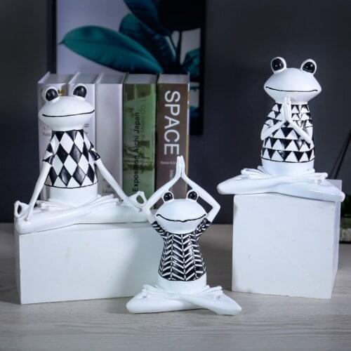 Creative 3D Frog Statue Nordic Modern Abstract Resin Yoga Ornaments Living Room TV Wine Cabinet Decor TS1