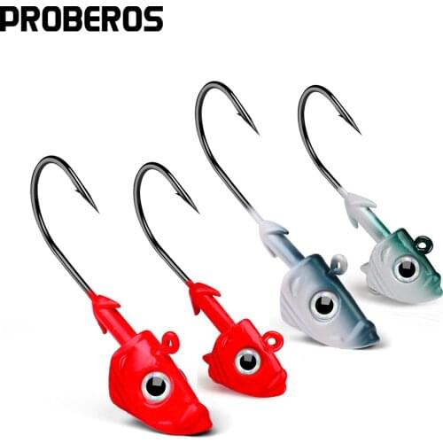 PROBEROS 5PCS Slow Jig Head Fishing Hooks 21.5g-32.5g Exposed Metal Jigging Barbed Hooks Soft Bait Fishhooks Fishing Tackle