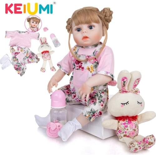 KEIUMI Fashion 19 Inch Newborn Bebe dolls toy Full Silicone Reborn Baby Lifelike Kids Playmates For Gift Toy